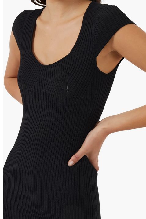 French Connection Mathilda Ribbed Knit Ruffled Bodycon Mini Dress