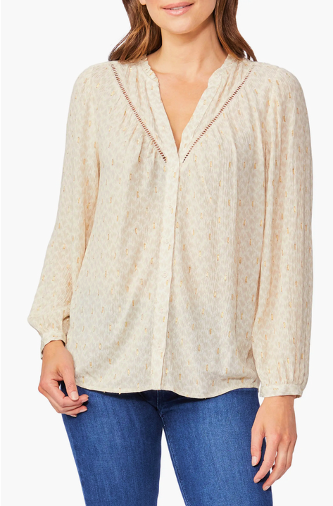 PAIGE Doris Metallic Embroidered Blouse