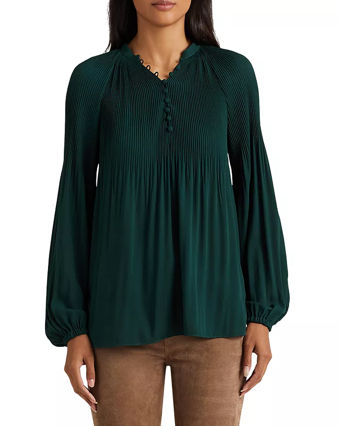 Lauren Ralph Lauren Pleated Puff Sleeve Top