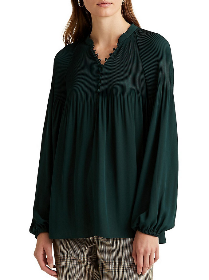 Lauren Ralph Lauren Pleated Puff Sleeve Top