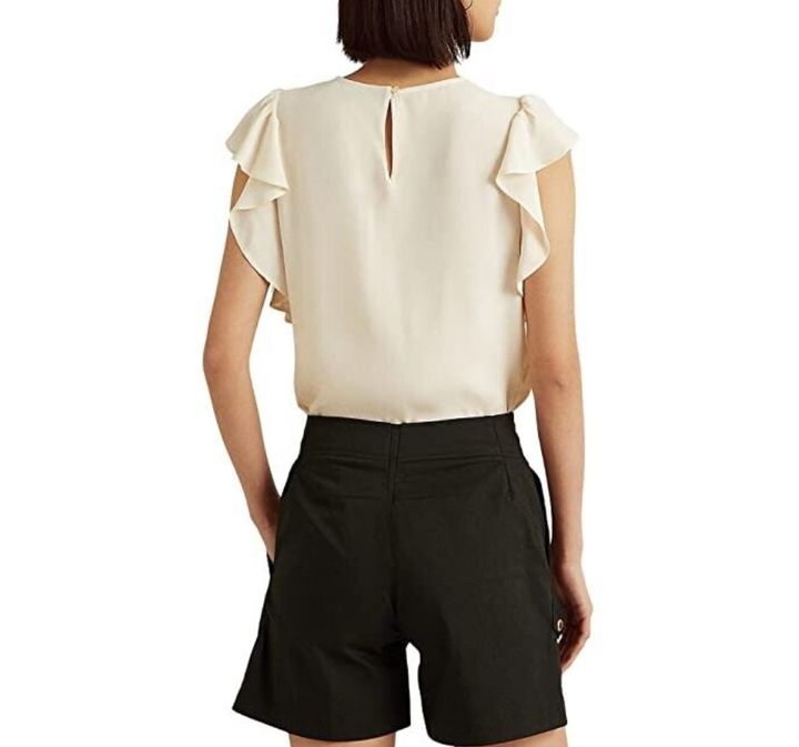 Lauren Ralph Lauren Crepe Flutter-Sleeve Blouse