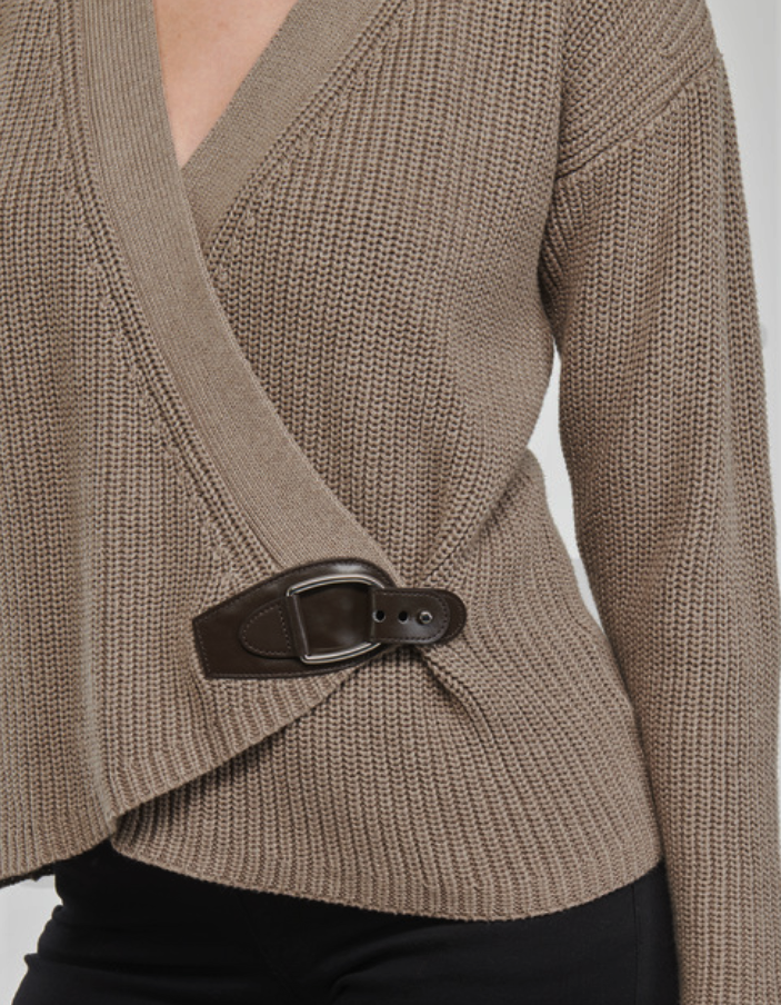 Lauren Ralph Lauren Buckled Cotton Cardigan Sweater