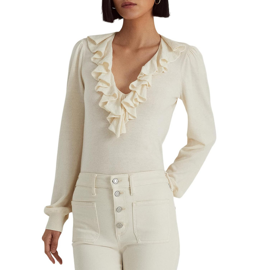 Lauren Ralph Lauren Ruffle-Trim Jersey Sweater