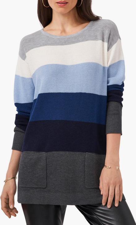 Vince Camuto Colorblock Stripe Pocket Sweater