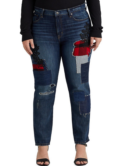 Lauren Ralph Lauren Plus Patchwork Relaxed Tapered Ankle Jean