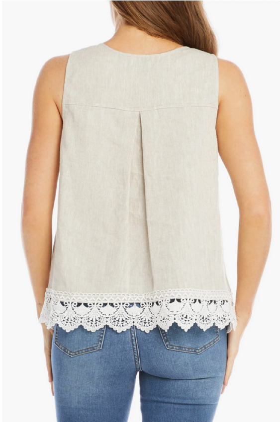 Karen Kane Lace Hem Linen Top
