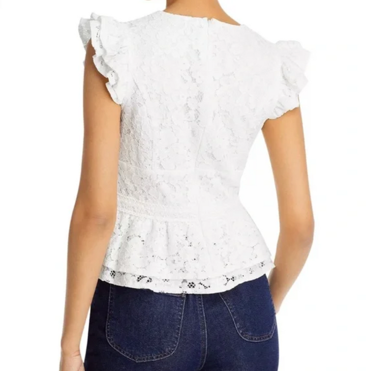 AQUA Lace Peplum Top