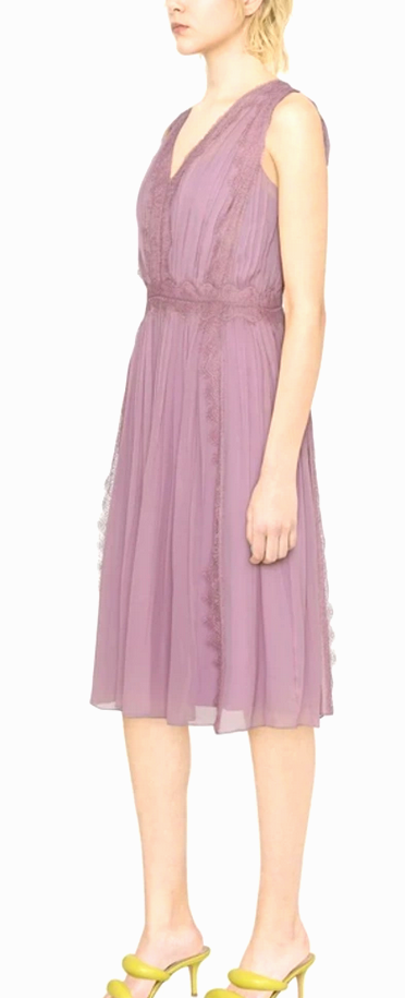 Alberta Ferretti Lace Trimmed Silk Dress