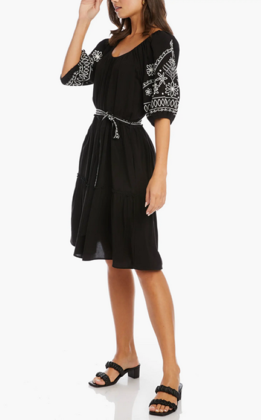 Karen Kane Embroidered Puff Sleeve Dress