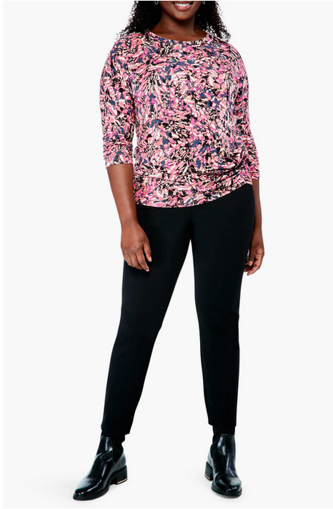 NIC+ZOE Plus Size Kaleidoscope Print Twist Detail Top