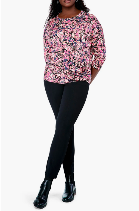 NIC+ZOE Plus Size Kaleidoscope Print Twist Detail Top