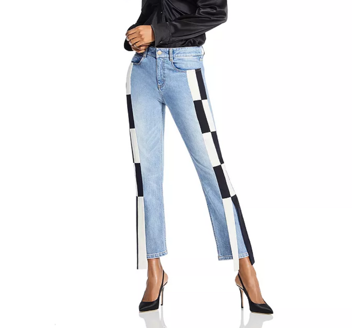 Hellessy Damier Check Straight Leg Jeans