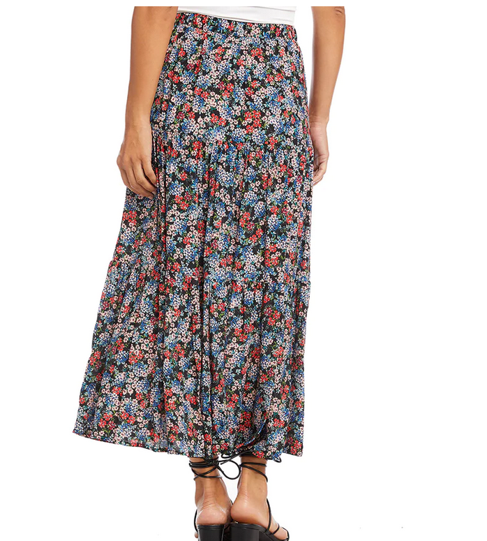Karen Kane Plus Floral Tiered Midi Skirt