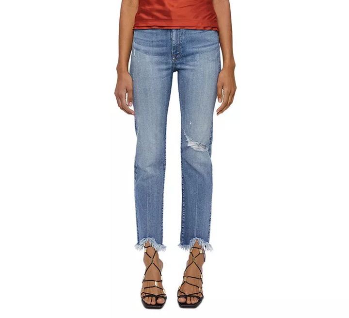 Jonathan Simkhai River High Rise Distressed Ankle Straight Jeans