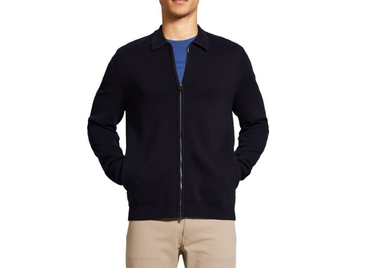 Theory Regal Merino Wool Zip Up Sweater