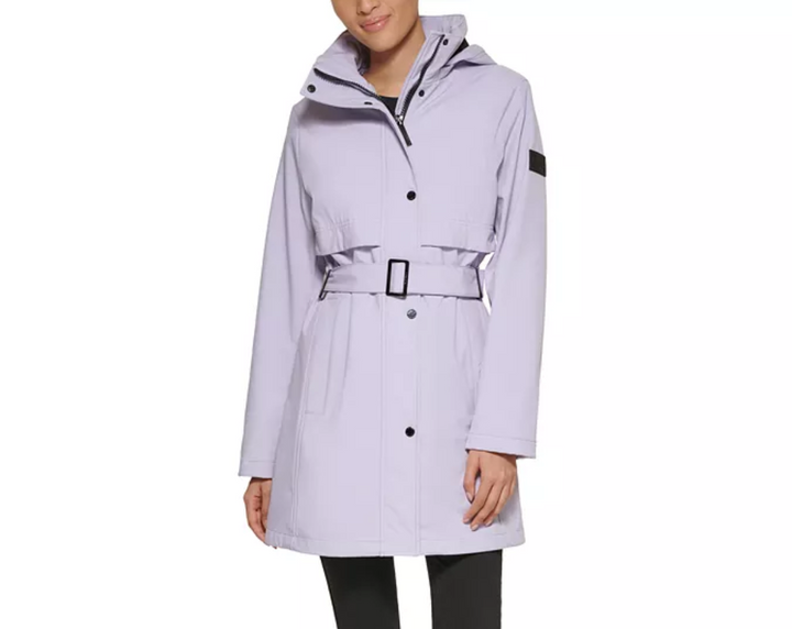 Calvin Klein Petite Hooded Belted Raincoat