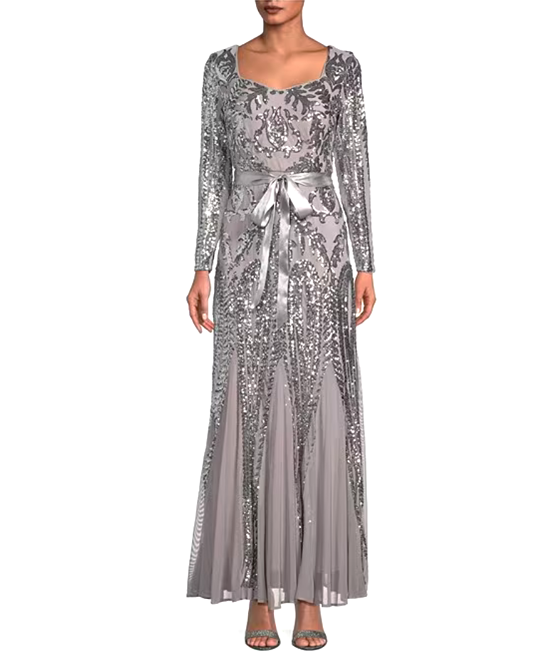 R & M Richards Embellished Godet Gown