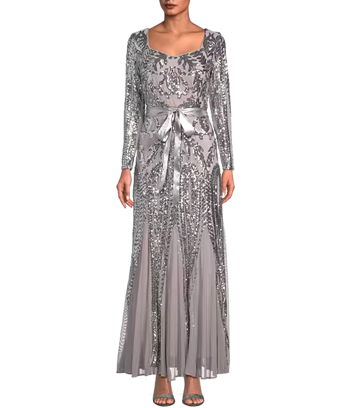 R & M Richards Embellished Godet Gown