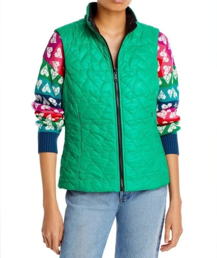 AQUA x Kerri Rosenthal Reversible Heart Quilted Vest