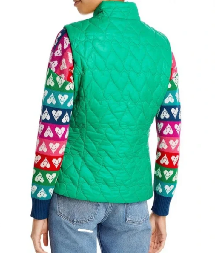 AQUA x Kerri Rosenthal Reversible Heart Quilted Vest
