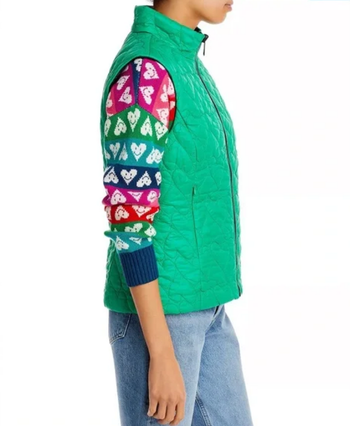 AQUA x Kerri Rosenthal Reversible Heart Quilted Vest