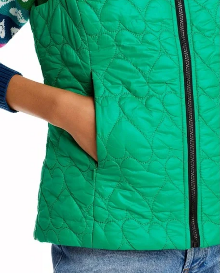 AQUA x Kerri Rosenthal Reversible Heart Quilted Vest