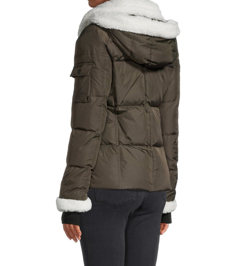 S13 Callie Faux-Sherpa-Trim Down Puffer Coat