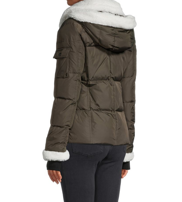 S13 Callie Faux-Sherpa-Trim Down Puffer Coat