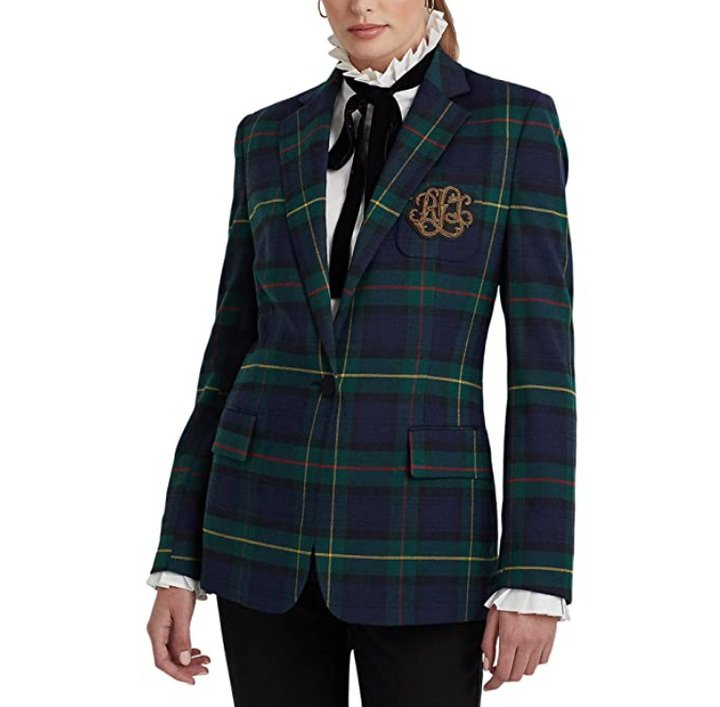 LAUREN Ralph Lauren Plaid Bullion Twill Blazer