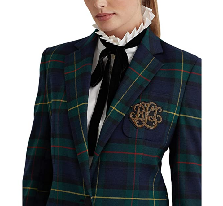 LAUREN Ralph Lauren Plaid Bullion Twill Blazer