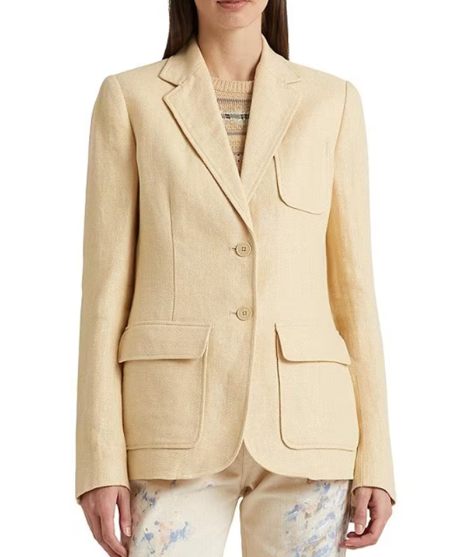 Lauren Ralph Lauren Plus Size Herringbone Linen Blazer MSRP $220