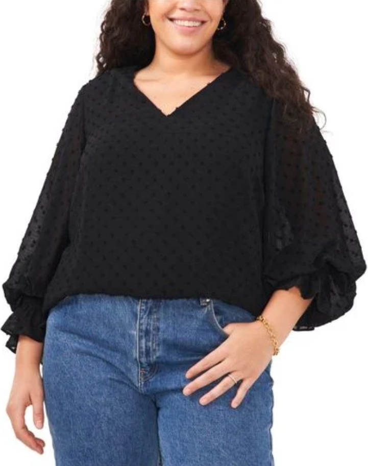 VINCE CAMUTO Regular & Plus SIze Swiss Dot Blouse