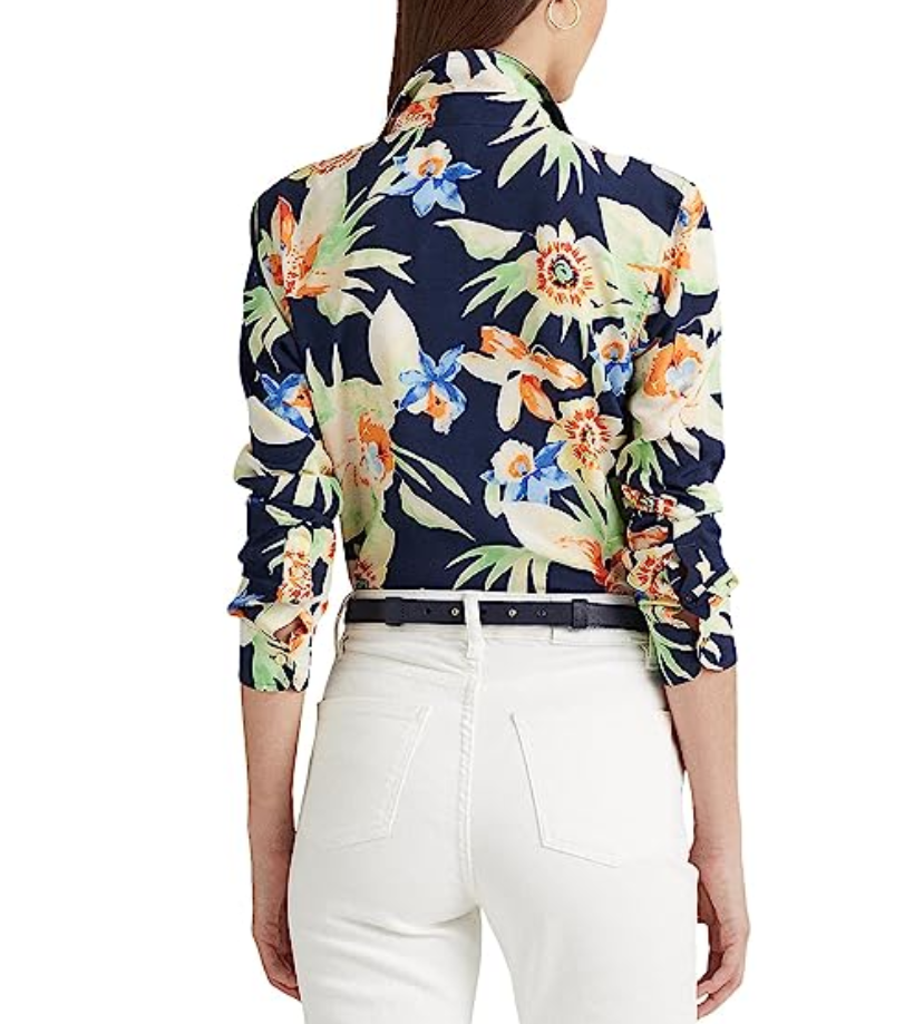 Lauren Ralph Lauren Petite Floral Crepe Shirt