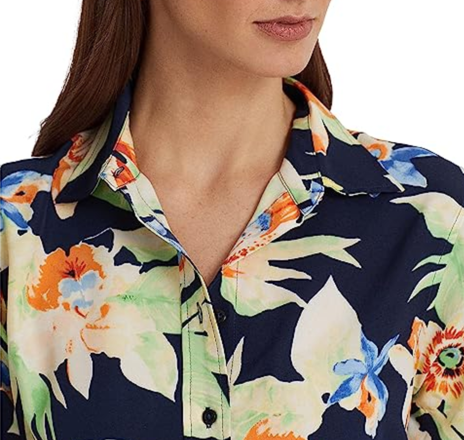 Lauren Ralph Lauren Petite Floral Crepe Shirt