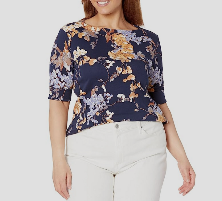 Lauren Ralph Lauren Plus SIze Floral Stretch Cotton T-Shirt