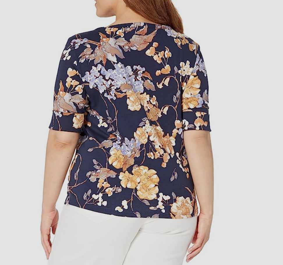 Lauren Ralph Lauren Plus SIze Floral Stretch Cotton T-Shirt