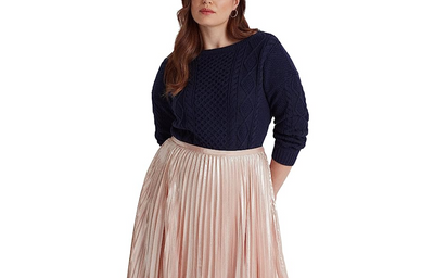 Ralph Lauren Plus Size Aran-Knit Boatneck Sweater