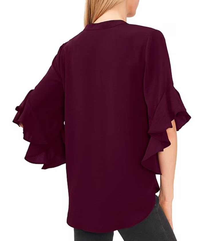 Vince Camuto Ruffle Sleeve Henley Blouse