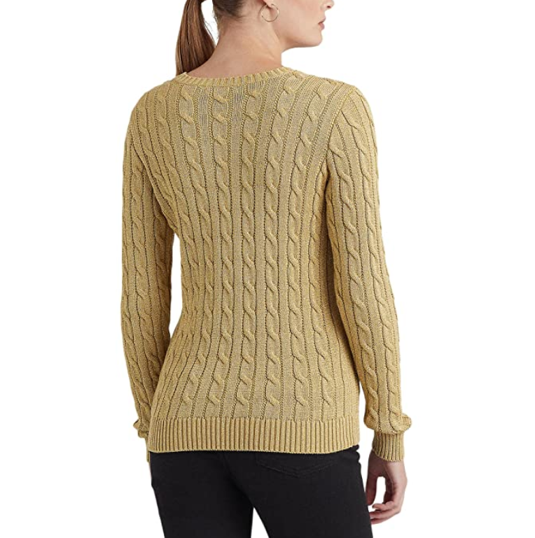 Ralph Lauren Petite Button-Trim Cable-Knit Sweater