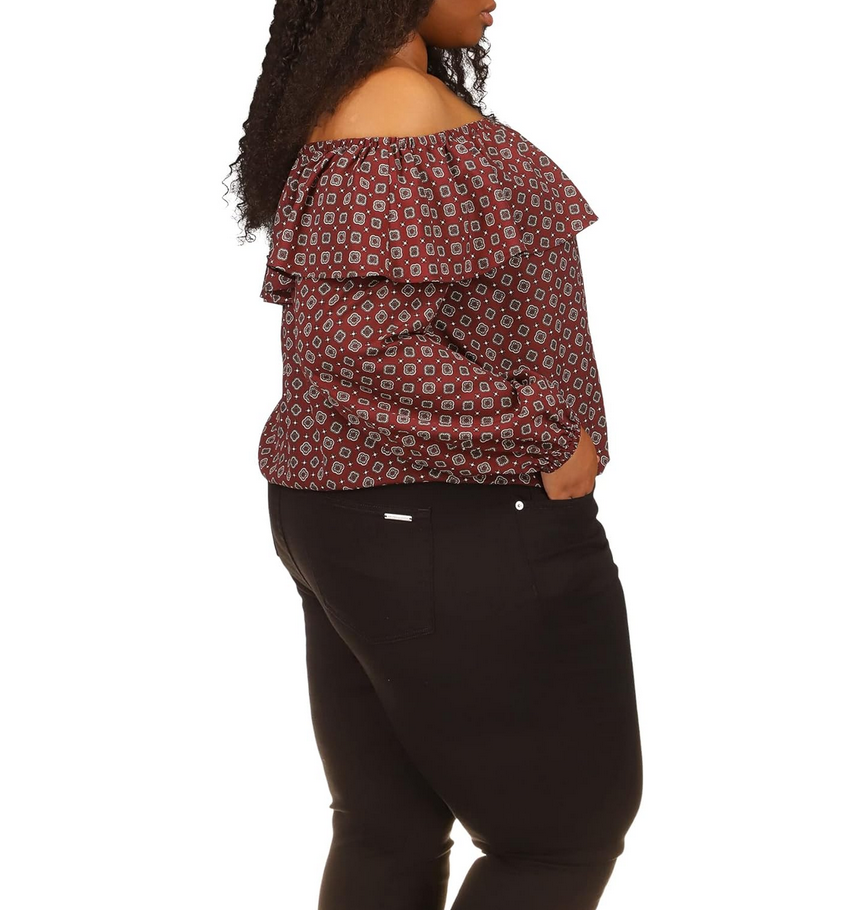 MICHAEL Michael Kors Plus Size Off Shoulder Peasant Top