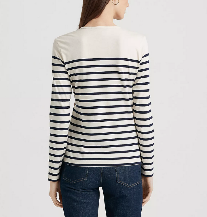 Lauren Ralph Lauren Plus Size Striped Floral Long Sleeve T-Shirt