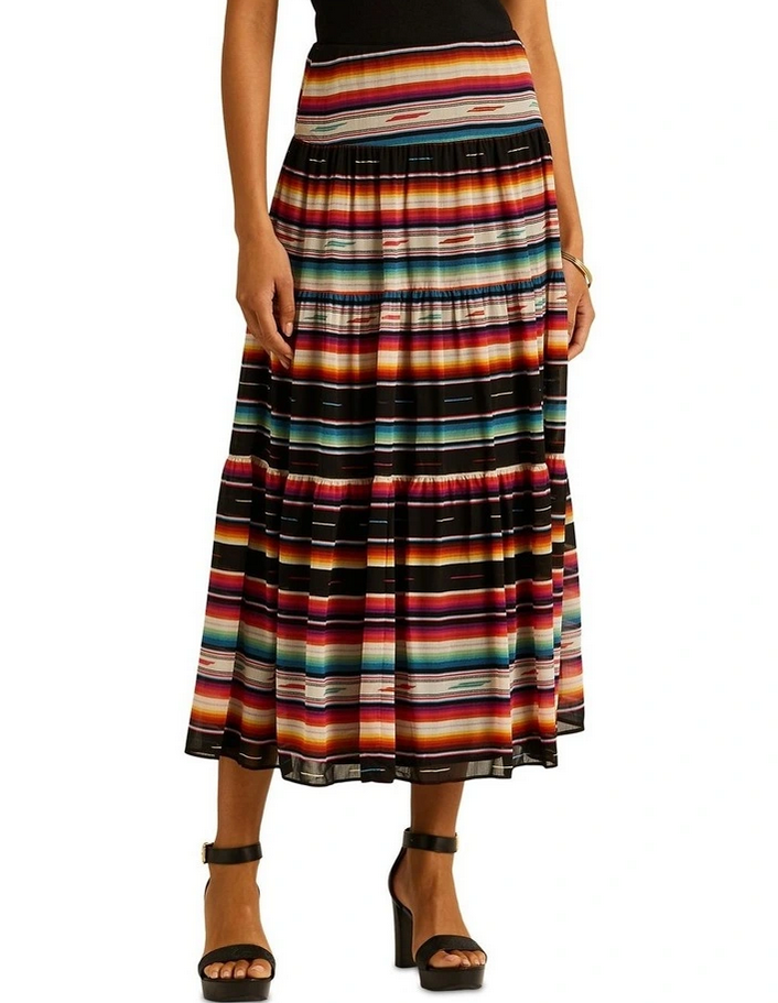 Lauren Ralph Lauren Petite Striped Crinkle Georgette Skirt