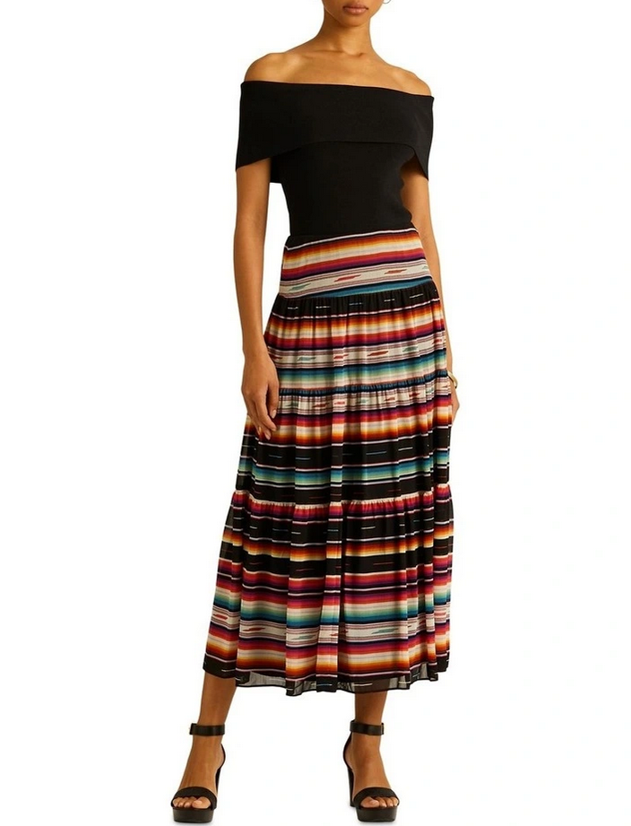 Lauren Ralph Lauren Petite Striped Crinkle Georgette Skirt