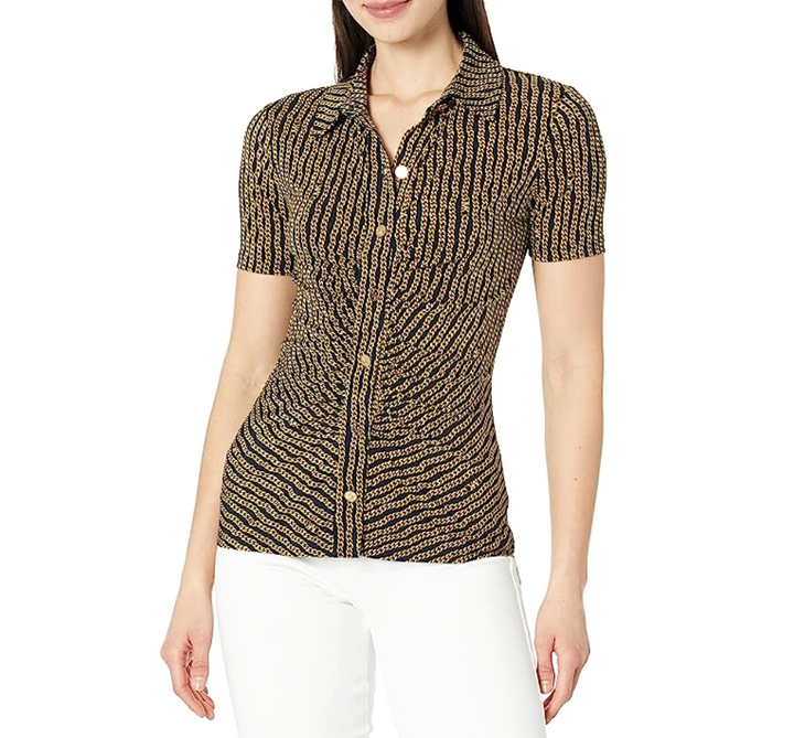 MICHAEL Michael Kors Button Ruched-Front Top