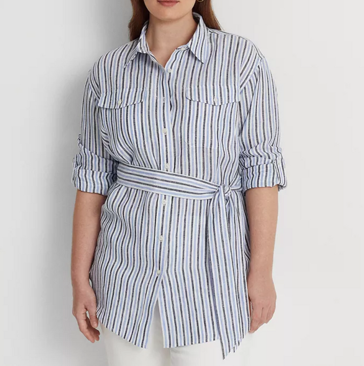 Lauren Ralph Lauren Plus Size Utility-Inspired Roll-Tab Sleeve Top