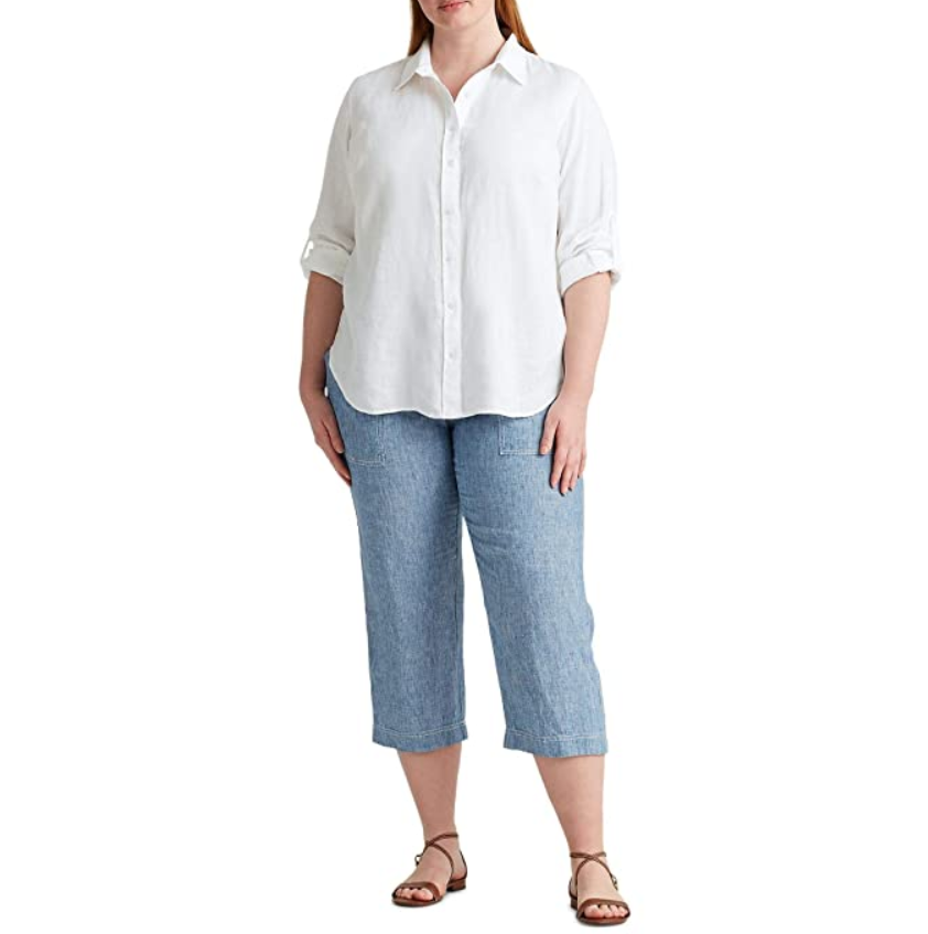 LAUREN Ralph Lauren Plus Size Linen Shirt