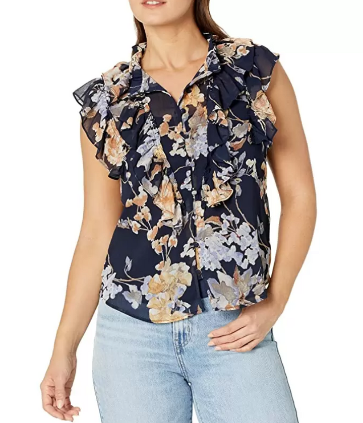 LAUREN Ralph Lauren Petite Floral Georgette Sleeveless Shirt