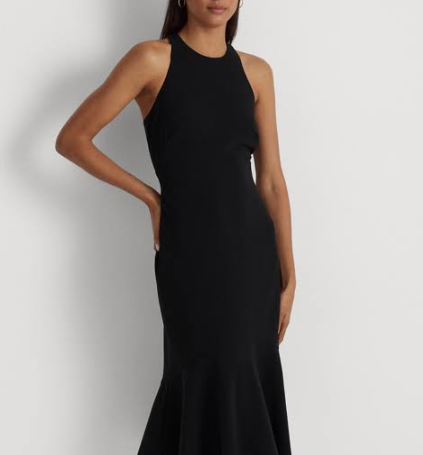 Lauren Ralph Lauren Petite Double-Faced Crepe Flounced Hem Dress