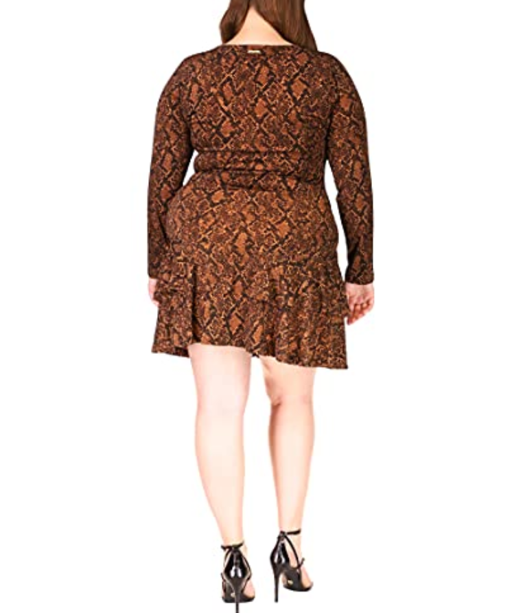 MICHAEL KORS Plus Size Animal-Print Tiered-Ruffled Dress