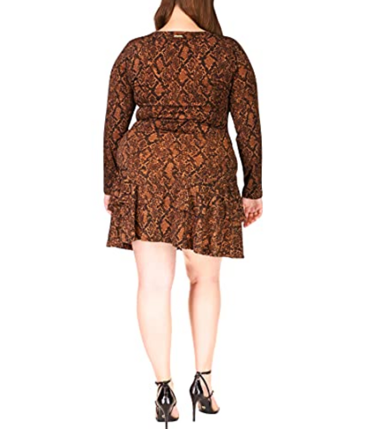 MICHAEL KORS Plus Size Animal-Print Tiered-Ruffled Dress